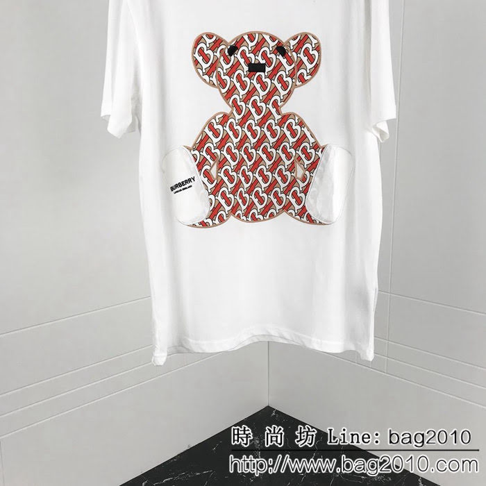 BURBERRY巴寶莉 19ss早春 全新logo系列 小熊貼布圖案短袖 原版純棉面料 高版本男女同款 ydi2259